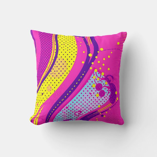 Abstract Pink Yellow Pop Art Pattern  Kudde (Framsida)