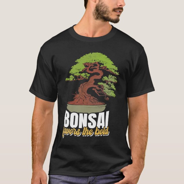 Abstract Pleasant Patience Of Bonsai Quote T Shirt (Framsida)