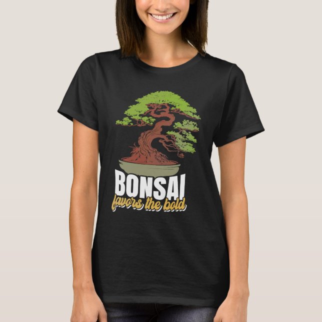 Abstract Pleasant Patience Of Bonsai Quote T Shirt (Framsida)