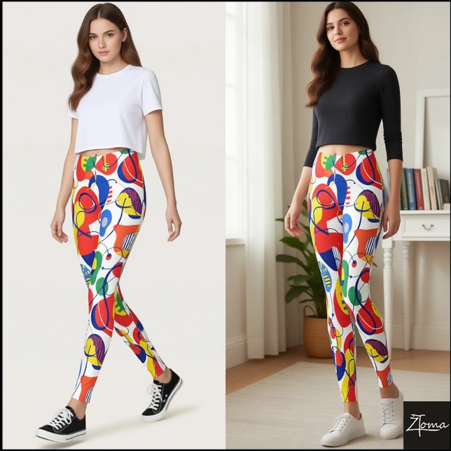 Abstract Pop Art Primary Color Pattern Leggings (Skapare uppladdad)