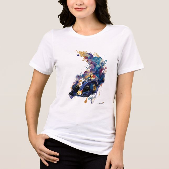 Abstract Racing Car Motion | Fluid Ink Watercolor  T Shirt (Framsida)