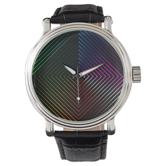 Abstract Rainbow Prism On Black Armbandsur (Framsida)