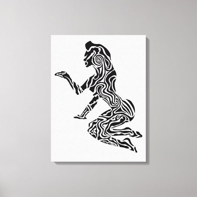 Abstract Rearing Horse Art | Modern Black & White  Canvastryck (Framsida)