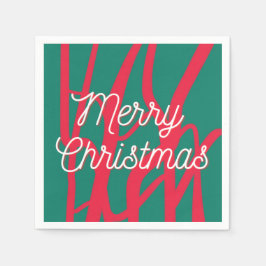 Abstract Red Green Personalized Merry Christmas Pappersservett