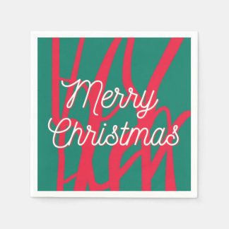Abstract Red Green Personalized Merry Christmas Pappersservett