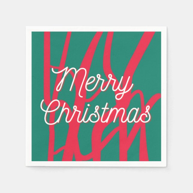 Abstract Red Green Personalized Merry Christmas Pappersservett (Framsidan)