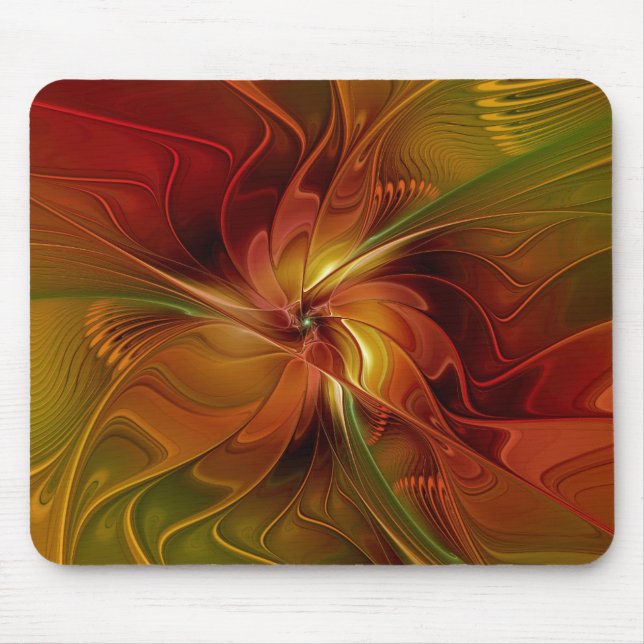 Abstract Red Orange Brown Green Fractal Art Flower Musmatta (Framsidan)