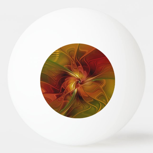 Abstract Red Orange Brown Green Fractal Art Flower Pingisboll (Framsidan)