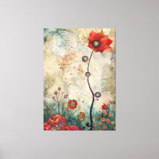 Abstract Red Poppy Wall Art Home and Office Print Canvastryck