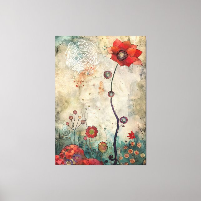 Abstract Red Poppy Wall Art Home and Office Print  Canvastryck (Framsida)