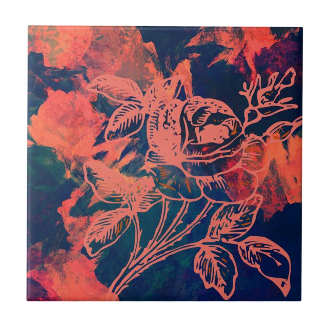 Abstract Red Rose Art Kakelplatta (Framsidan)