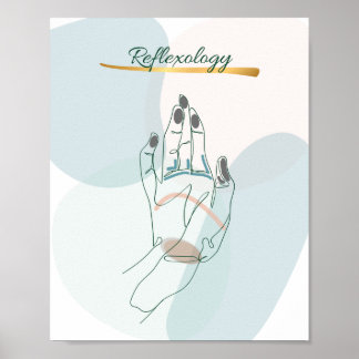 Abstract Reflexology Hand Map Neutral Tones Poster
