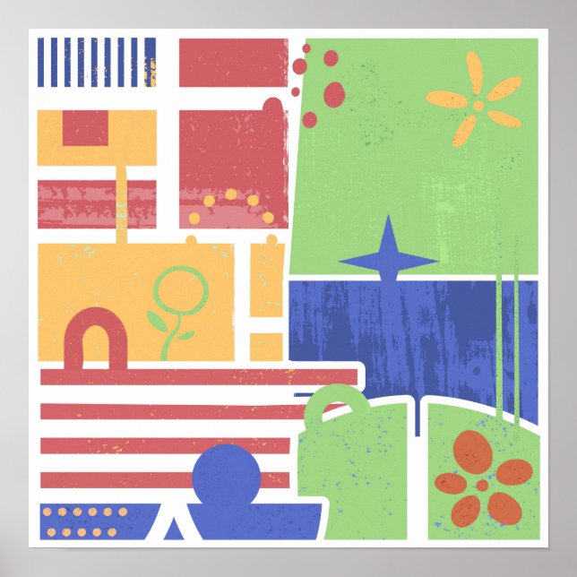 Abstract Retro Block Art Poster (Framsidan)