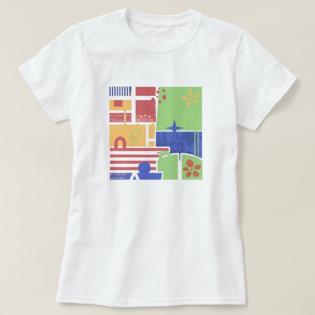 Abstract Retro Block Art T Shirt (Design framsida)