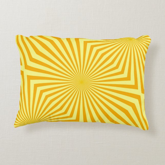 Abstract Retro Bright Yellow Sunbeam Pattern Prydnadskudde (Baksidan)