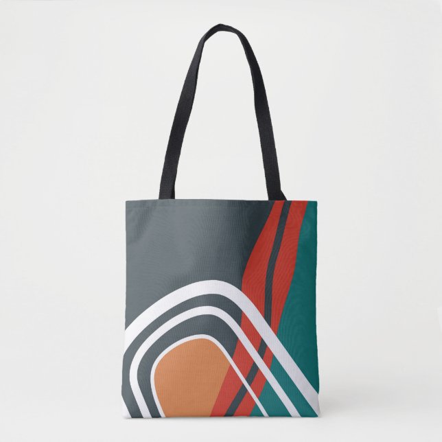 Abstract retro red blue white line art tygkasse (Framsida)