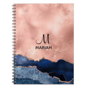 Abstract Rose and Navy Blue - Notebook for Her Anteckningsbok