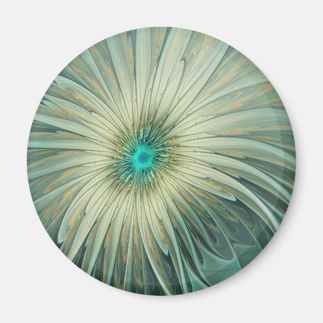 Abstract Sage Green Fantasy Flower Fractal Art Magnet (Framsidan)