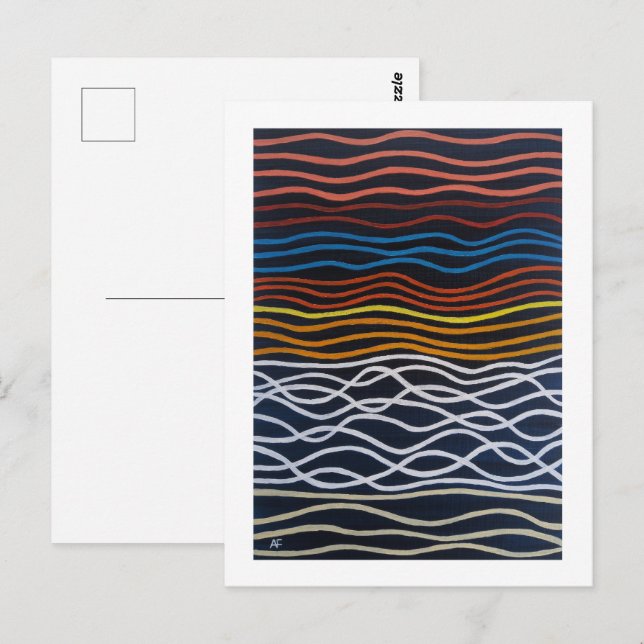 Abstract Seafront Painting by Alfred Fox Vykort (Fram/baksida)