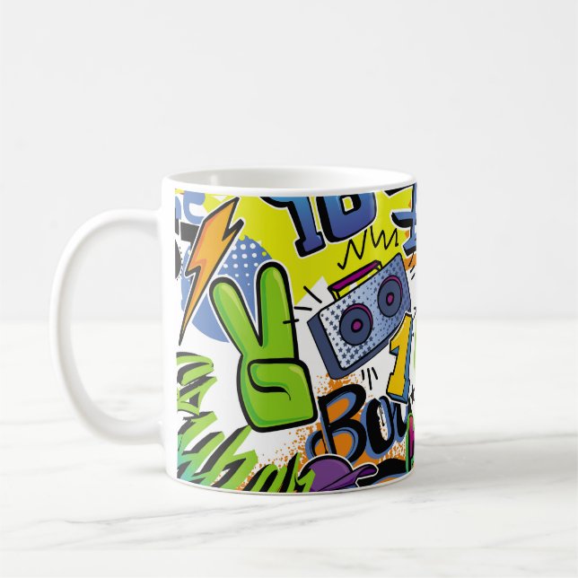 Abstract seamless comics pattern with palm tree, h kaffemugg (Vänster)