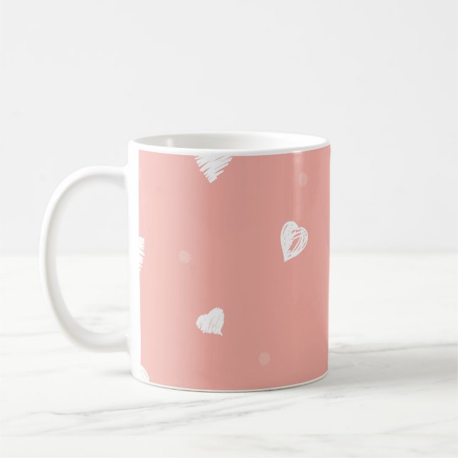 Abstract seamless pattern with hand drawing hearts kaffemugg (Vänster)