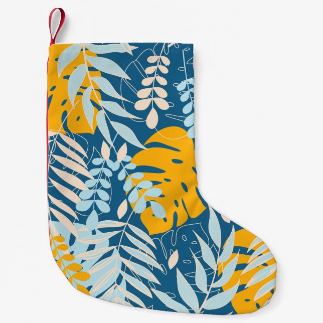 Abstract seamless pattern with tropical leaves and liten julstrumpa (Framsidan)