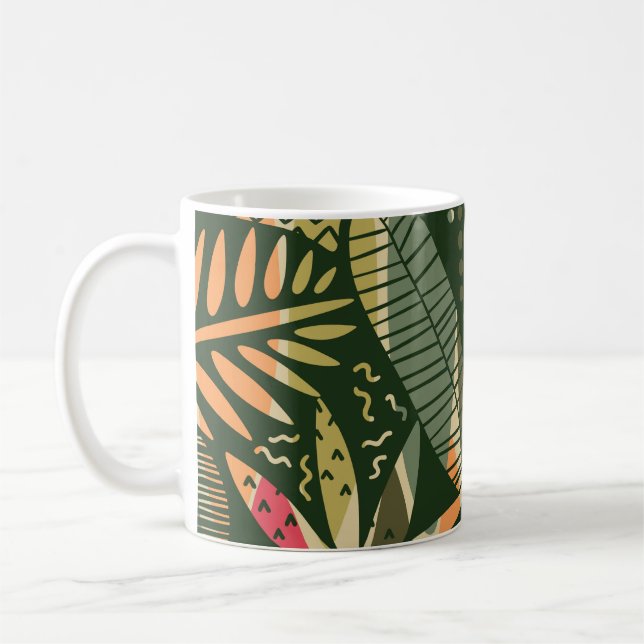 Abstract seamless pattern with tropical leaves. Ha Kaffemugg (Vänster)