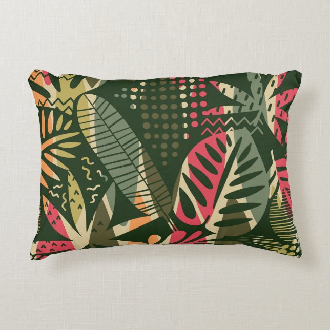 Abstract seamless pattern with tropical leaves. Ha Prydnadskudde (Framsidan)