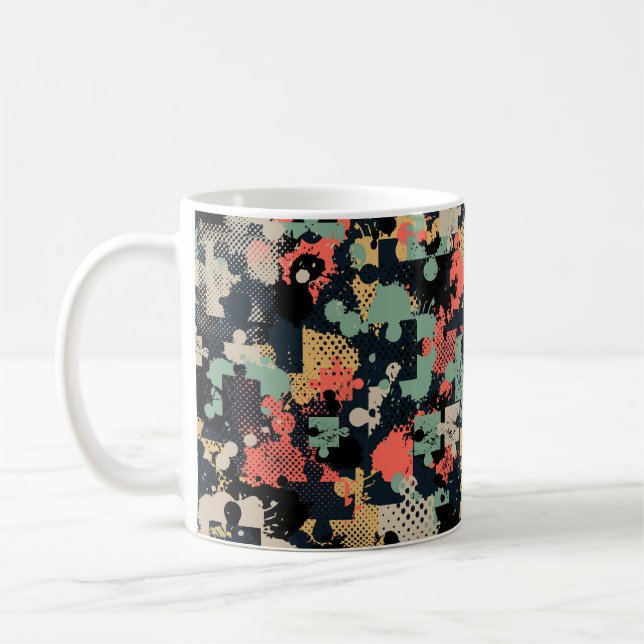 Abstract seamless puzzle pattern with puzzle, squa kaffemugg (Vänster)