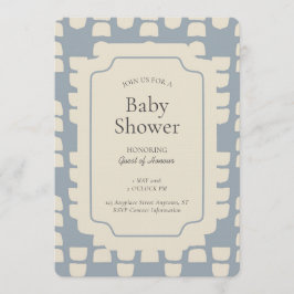 Abstract Shape Geometric Gender Neutral Blue Beige Inbjudningar