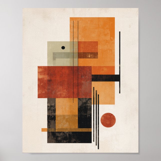 Abstract Shapes – Textured Retro Colors Wall Art Poster (Framsidan)