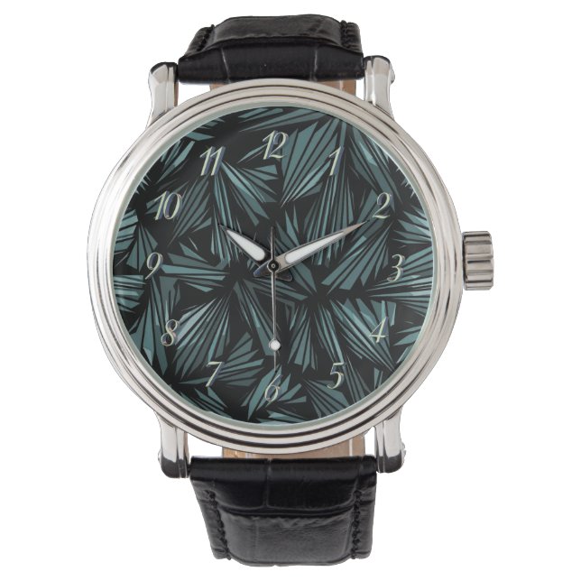 Abstract Shattered Glass Blue Pattern Armbandsur (Framsida)