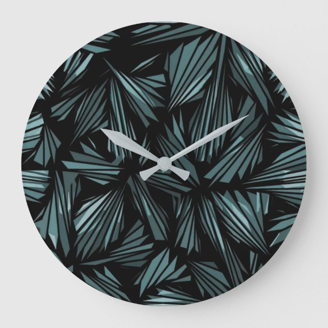 Abstract Shattered Glass Blue Pattern Large Clock Stor Klocka (Framsida)