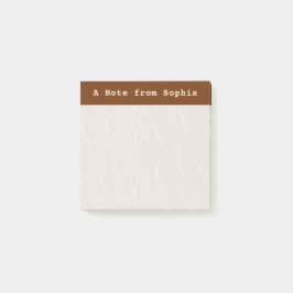 Abstract Sketchy Lines Personalized | Dark Brown Post-it Block