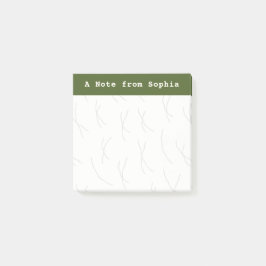 Abstract Sketchy Lines Personalized | Olive Green Post-it Block
