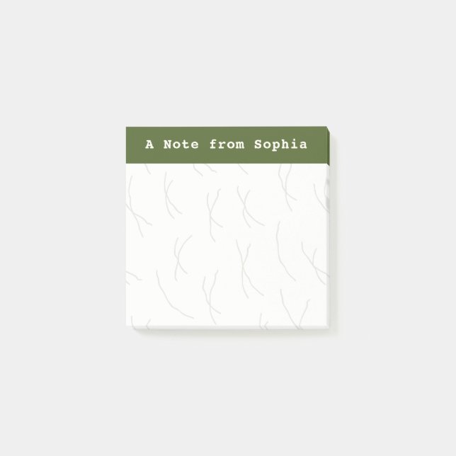Abstract Sketchy Lines Personalized | Olive Green Post-it Block (Framsida)