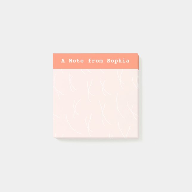 Abstract Sketchy Lines Personalized | Salmon Pink Post-it Block (Framsida)