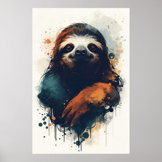 Abstract Sloth Wall Art – Relaxed Animal Poster (Framsidan)