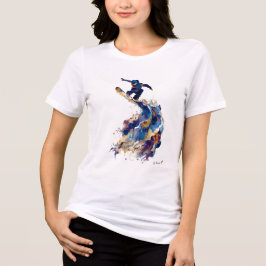 Abstract Snowboarder | Fluid Ink Watercolor Action T Shirt