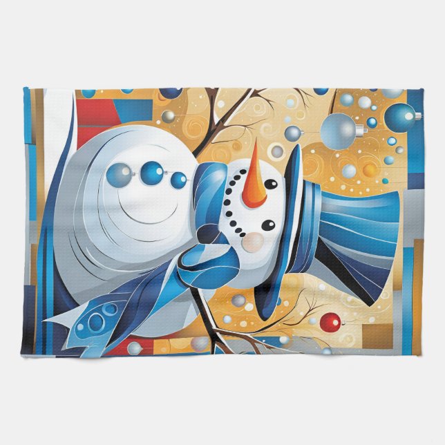 Abstract Snowman Kökshandduk (Horisontell)