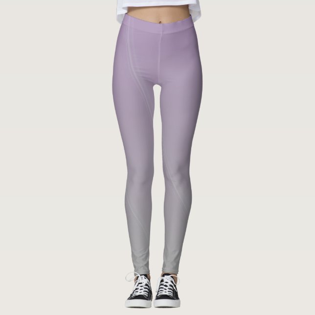 Abstract Soft Lavender and Gray Gradient Backgroun Leggings (Framsida)