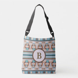Abstract Southwest Blue and Brown Tote Bag Axelväska