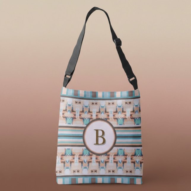 Abstract Southwest Blue and Brown Tote Bag Axelväska (Skapare uppladdad)