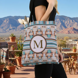 Abstract Southwest Blue and Brown Tote Bag Tygkasse