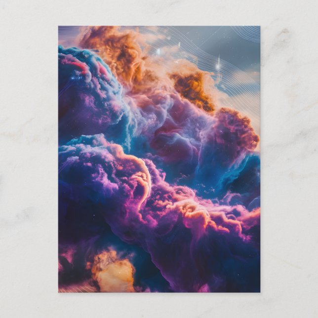 Abstract Space Nebula Art - Colorful Cosmic Helg Vykort (Framsida)