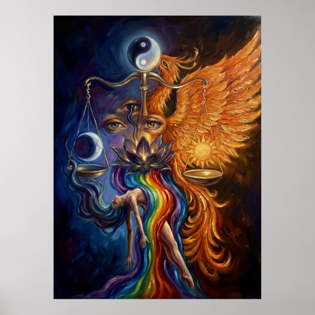 Abstract Spiritual Art Poster “Phoenix & Lotus Reb (Framsidan)