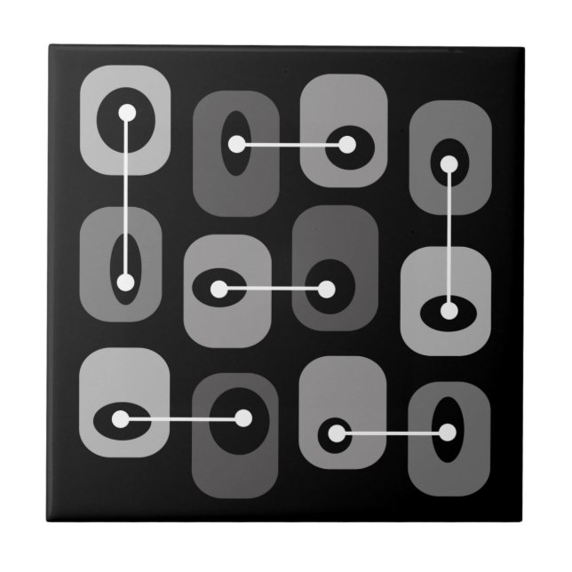 Abstract Squishy Cubes Black Silver Kakelplatta (Framsidan)
