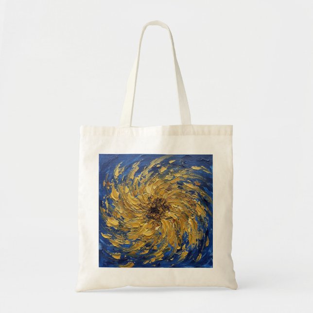 Abstract Sunflower Swirl Van Gogh Style Blue Art Tygkasse (Framsidan)