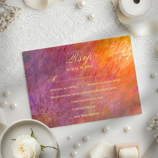 Abstract Sunset Sky Orange Purple Art Wedding Meal OSA Kort (Skapare uppladdad)