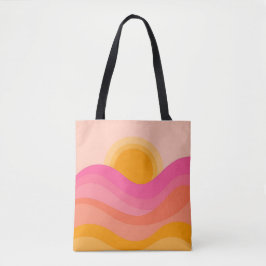 Abstract Sunset Tote Bag | Pastel Wave Tygkasse